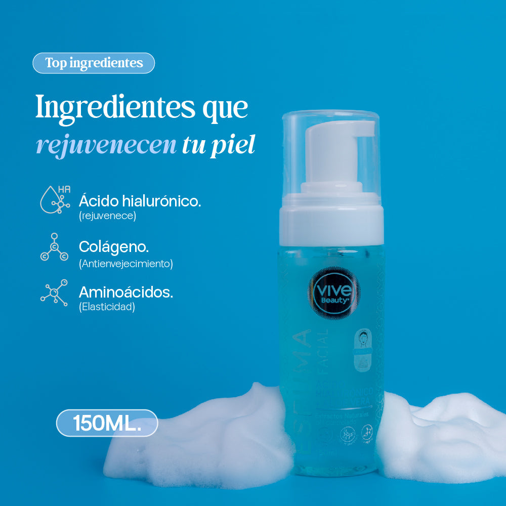 Espuma facial Acido Hialuronico + Aloe Vera – 150ML