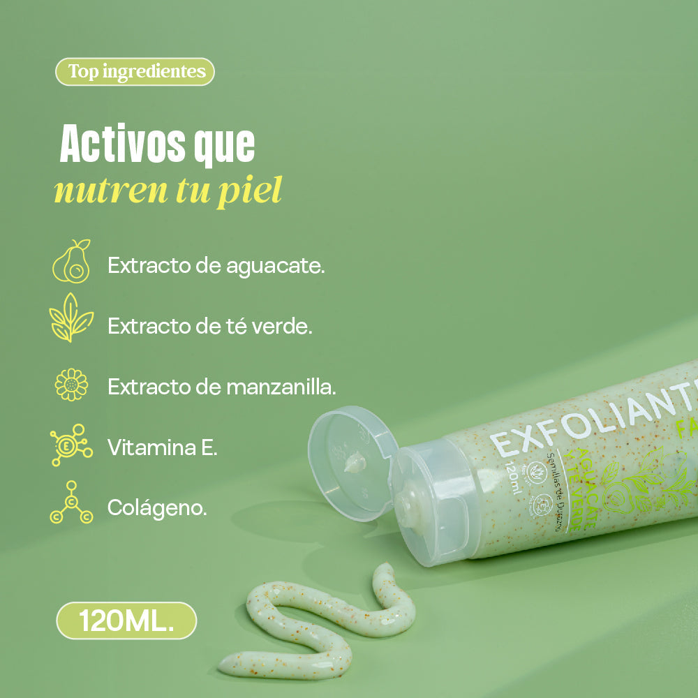 EXFOLIANTE FACIAL AGUACATE Y TE VERDE 120 ML