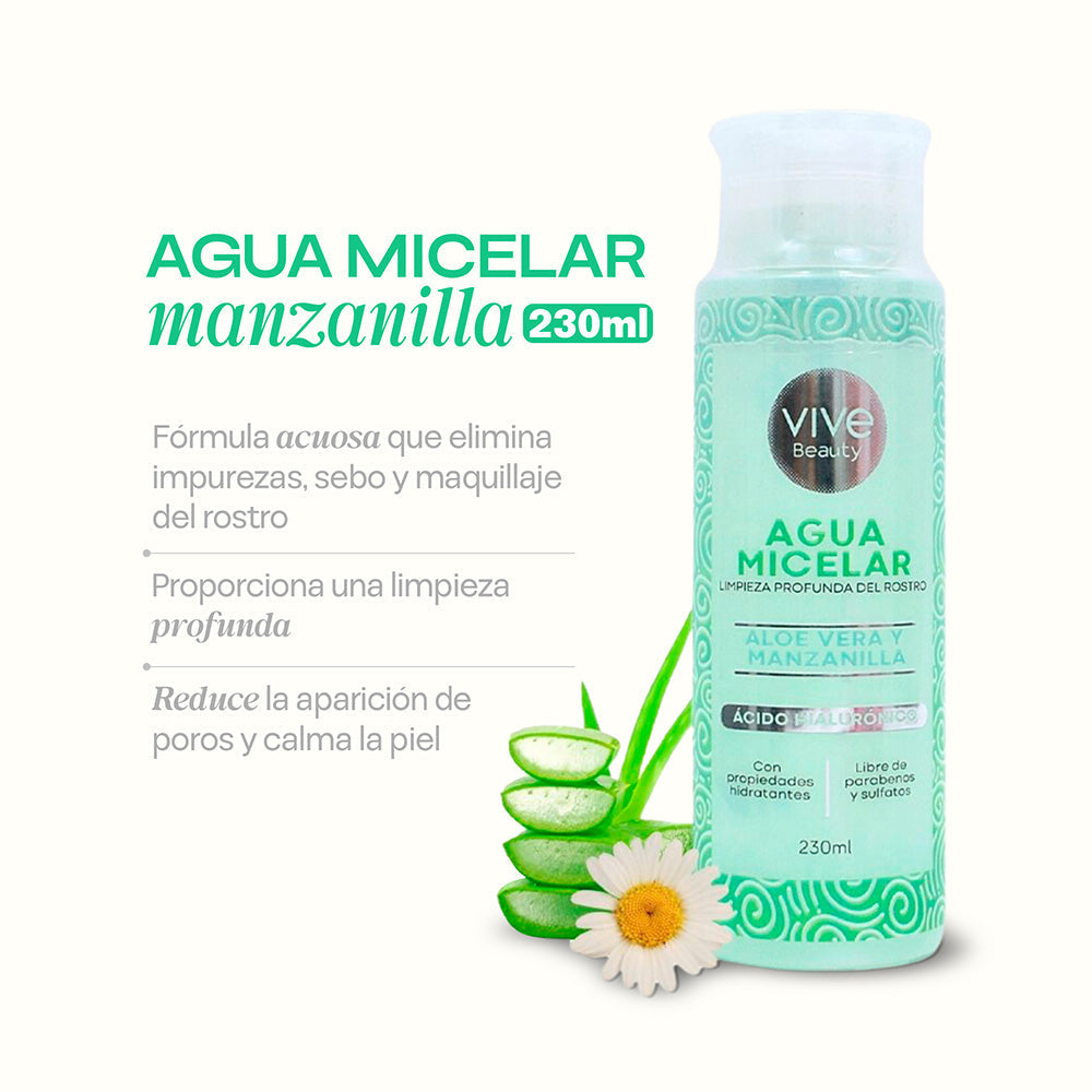 AGUA MICELAR ALOE VERA Y MANZANILLA 230 ML